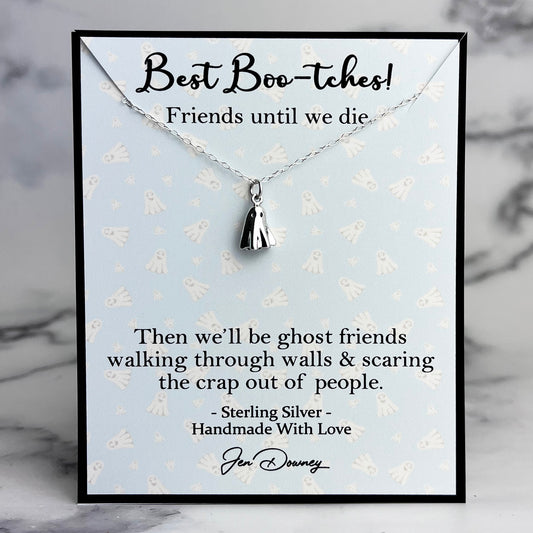 Ghost Friendship Gift Best Boo-tches Sterling Silver Necklace