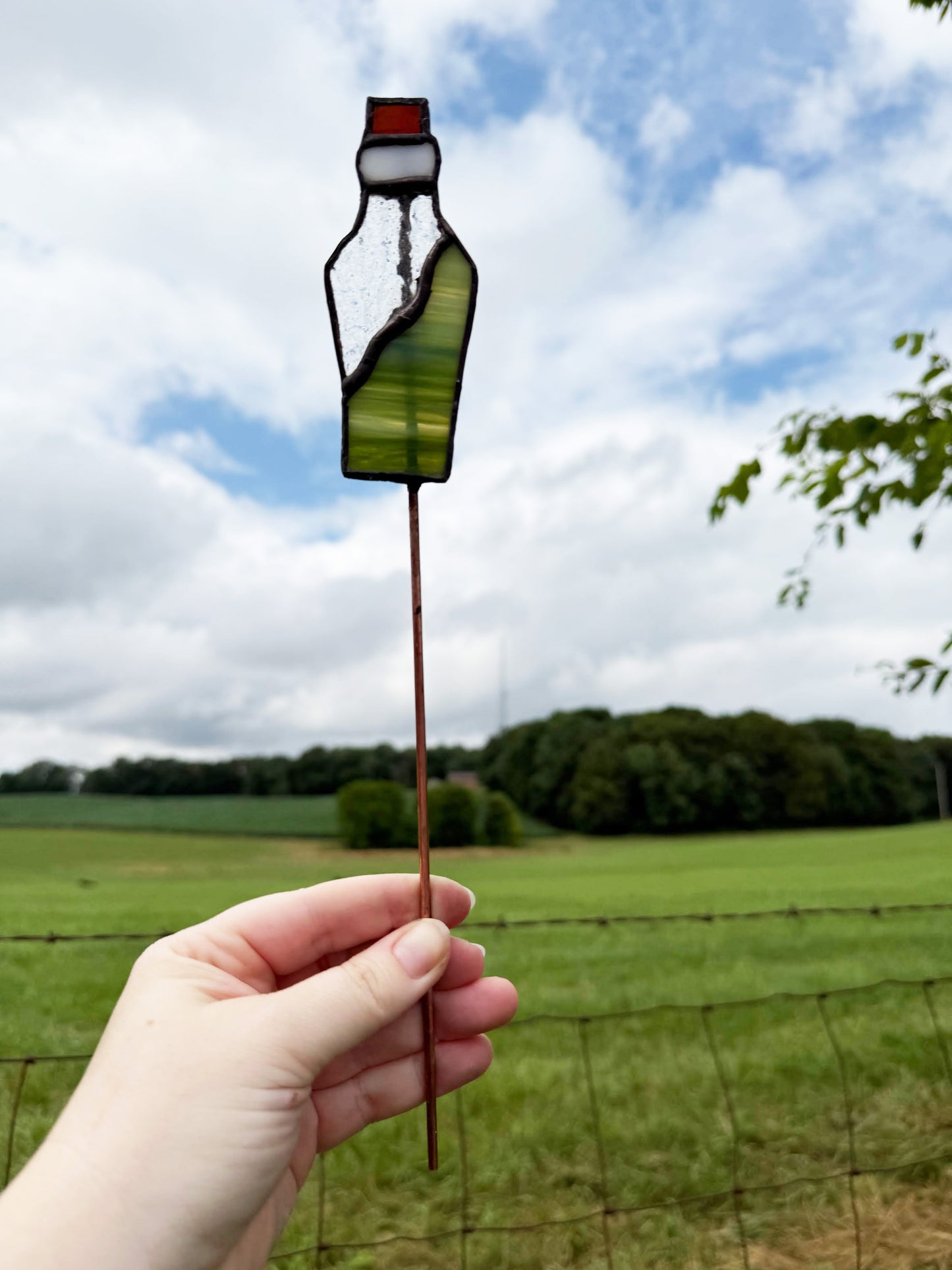 Imperfect Stained Glass Potion Bottle Garden Stakes For Plants