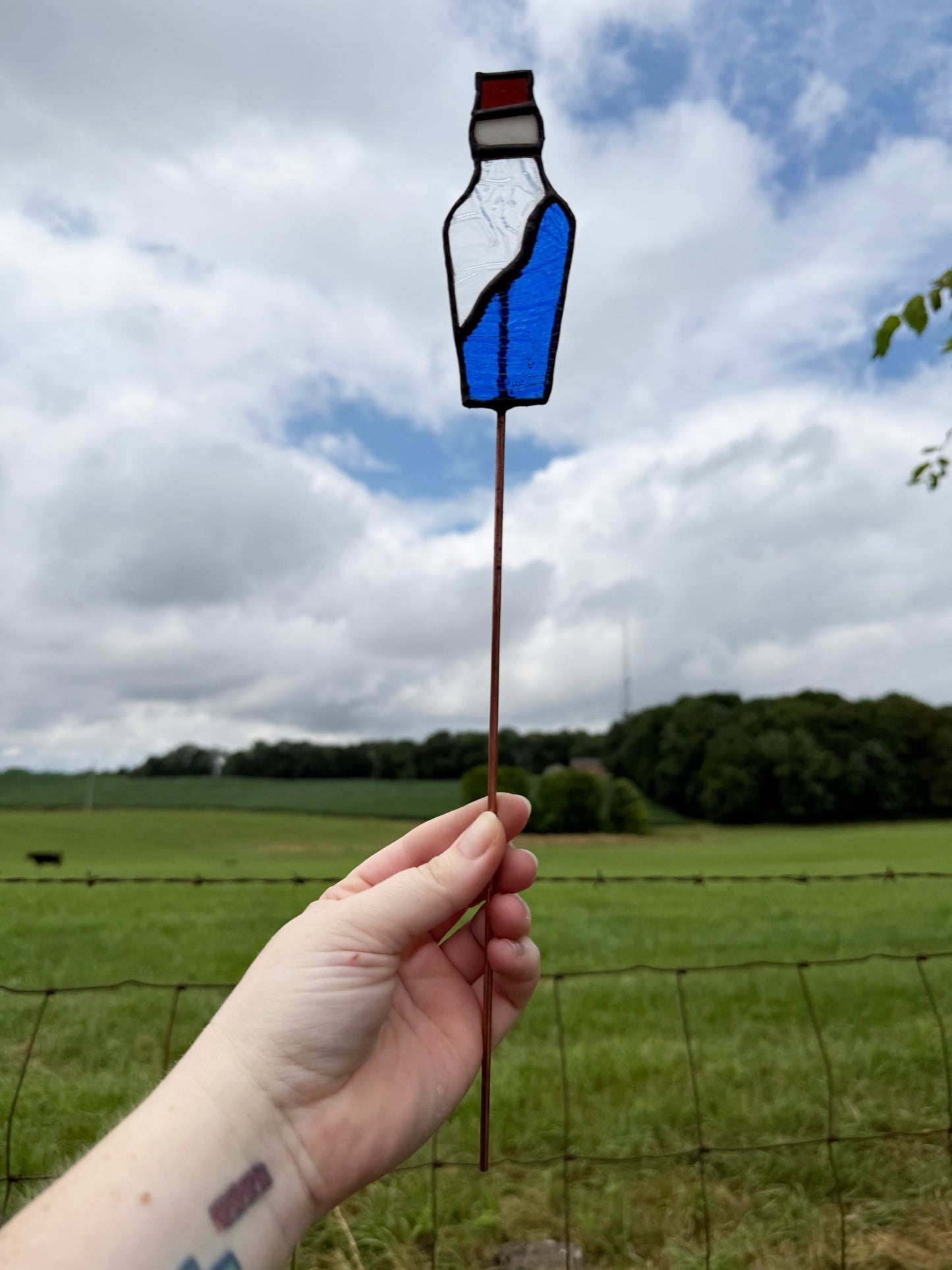 Imperfect Stained Glass Potion Bottle Garden Stakes For Plants