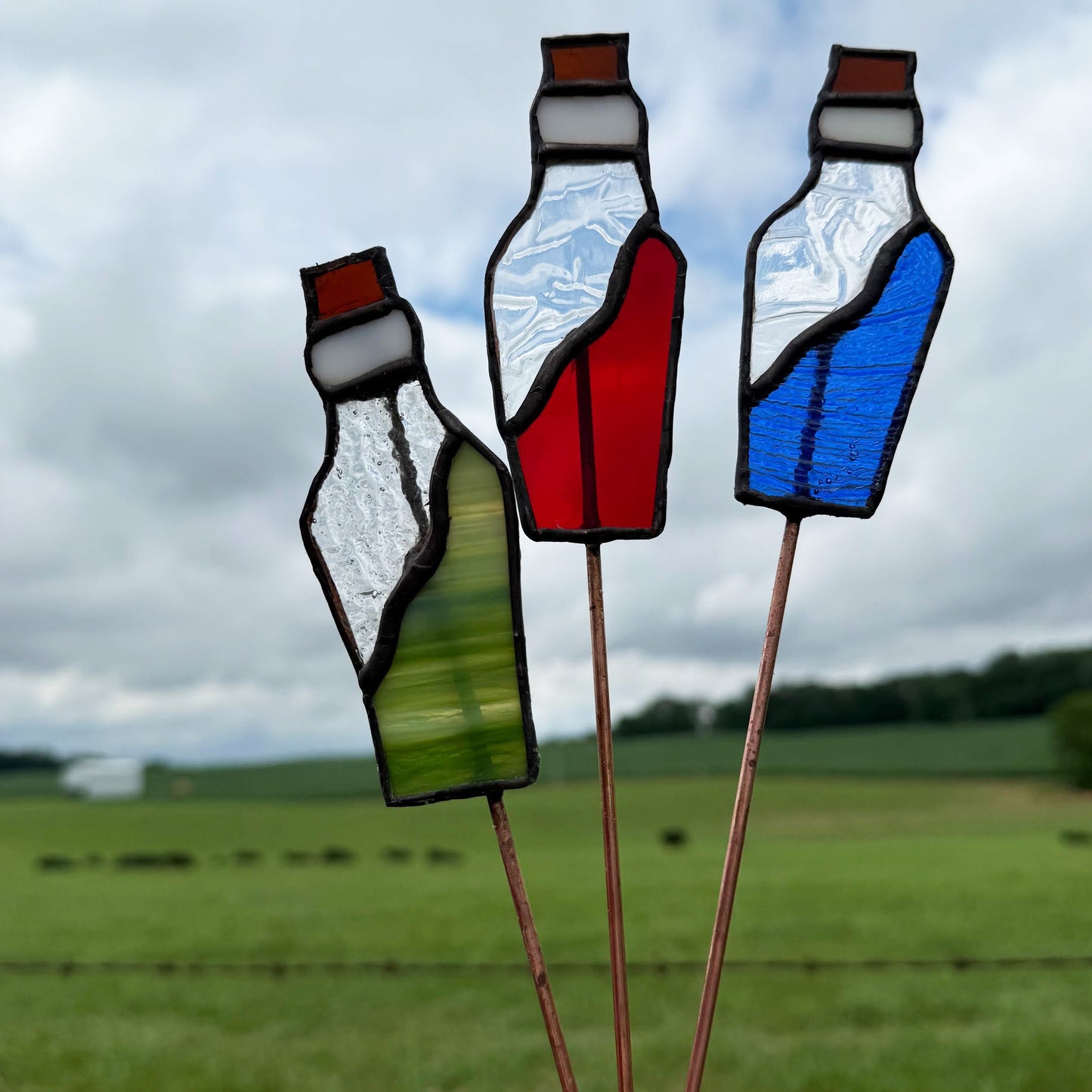 Imperfect Stained Glass Potion Bottle Garden Stakes For Plants