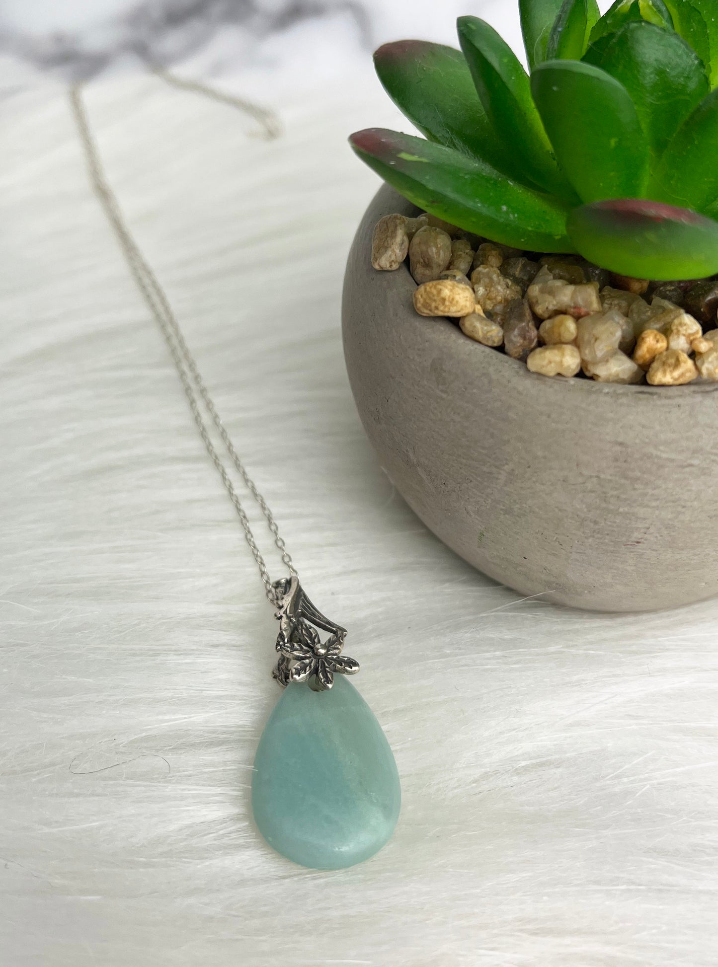 Amazonite Stone Meaning Sterling Silver Necklace Throat and Heart Chakra