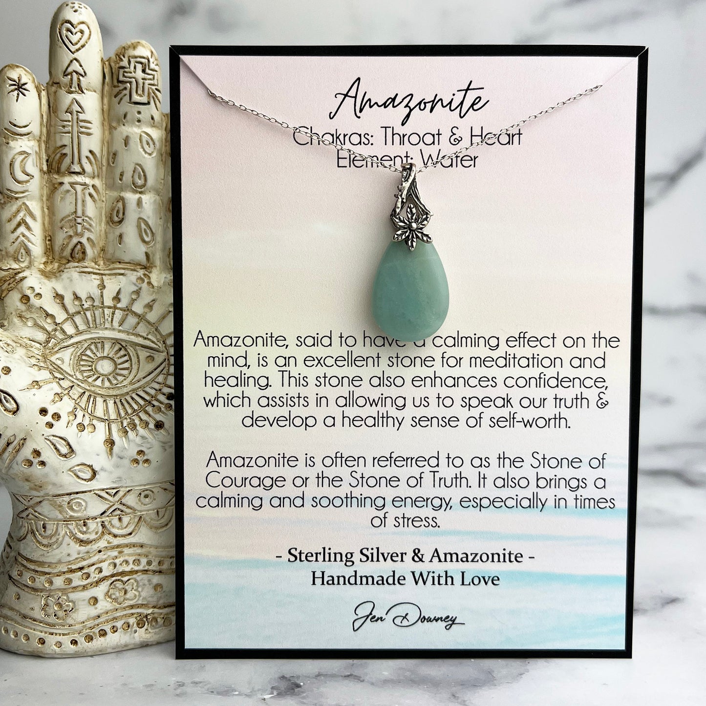 Amazonite Stone Meaning Sterling Silver Necklace Throat and Heart Chakra