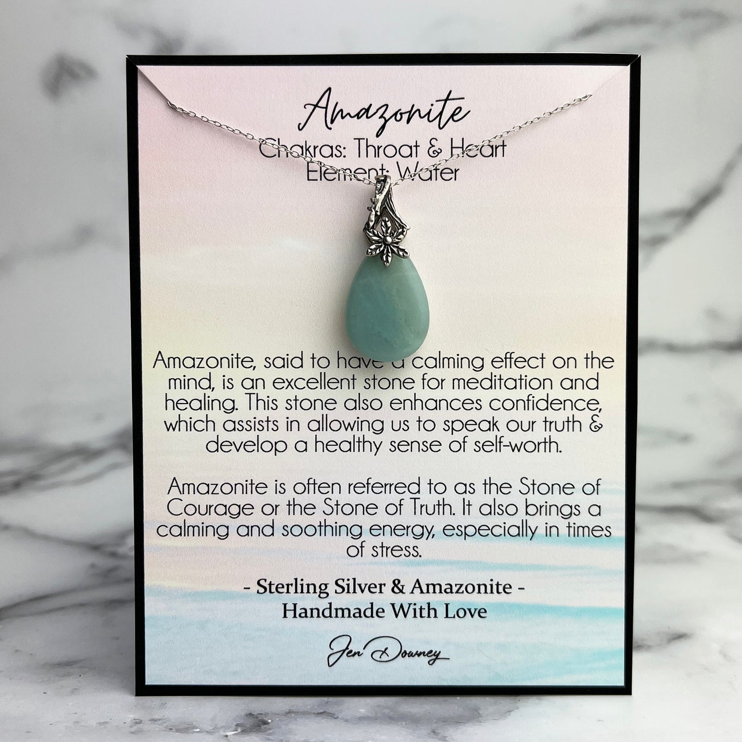 Amazonite Stone Meaning Sterling Silver Necklace Throat and Heart Chakra
