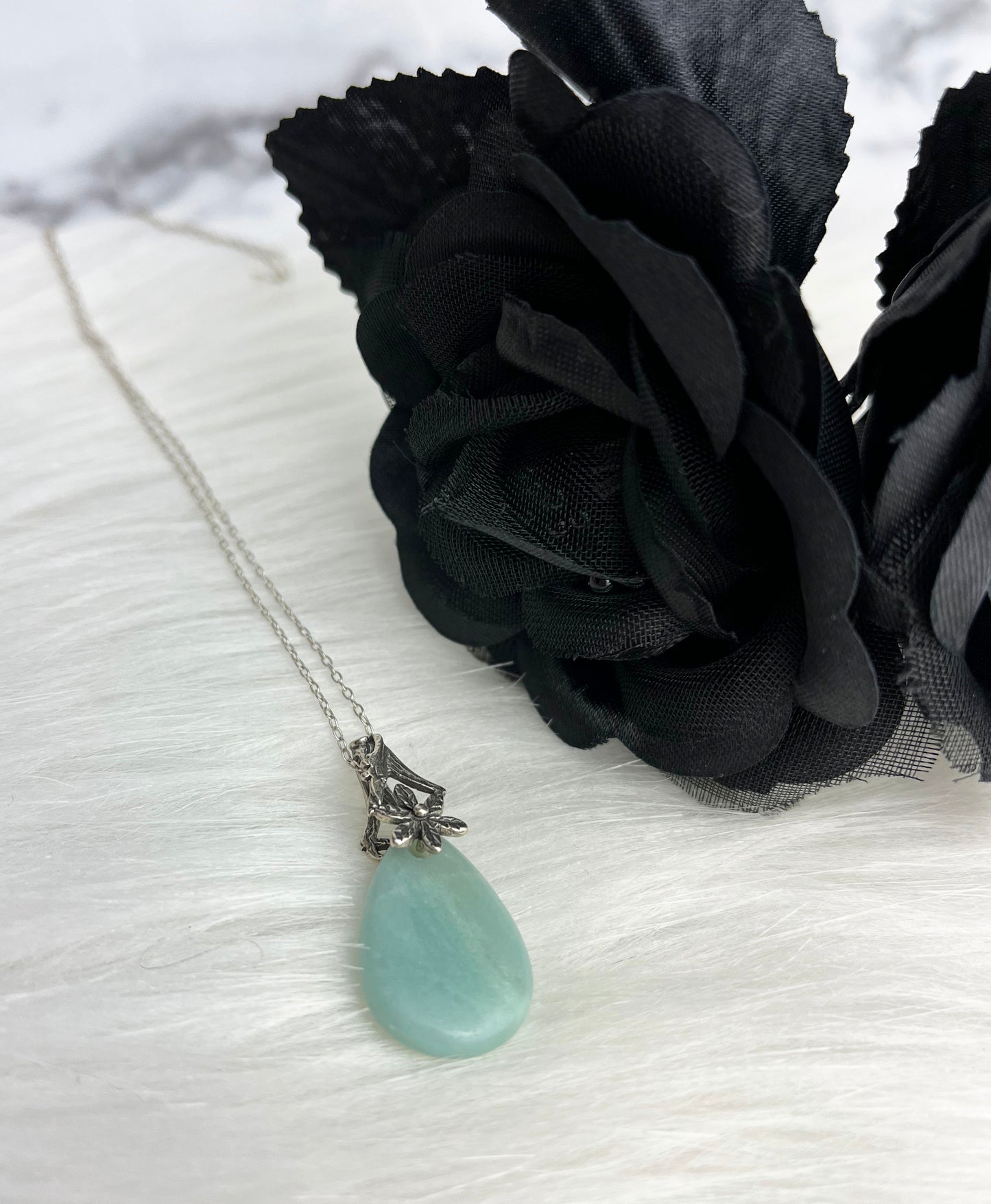 Amazonite Stone Meaning Sterling Silver Necklace Throat and Heart Chakra