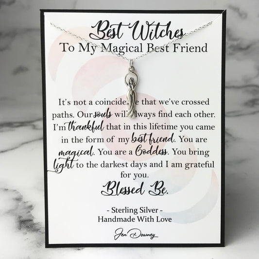 Best Witches Magical Friendship Gift Sterling Silver Goddess Necklace