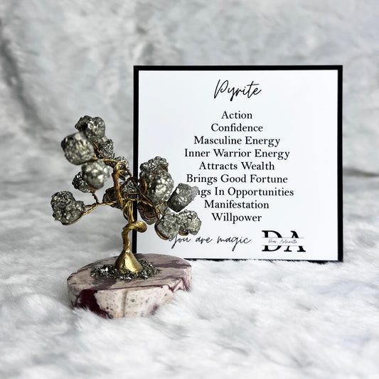Mini Pyrite Tree On Stone Base Attract Wealth and Opportunities