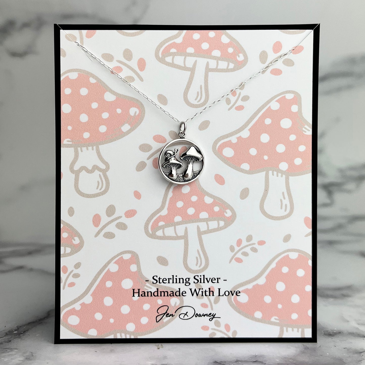 Cottage Witch Mushroom Necklace Sterling Silver